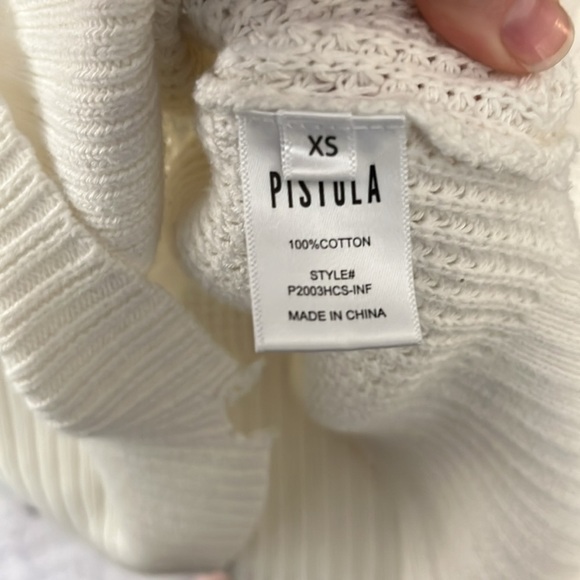 Pistola Olga Distressed Crewneck Knit Pullover Sweater | White | Size XS - Picture 8 of 8